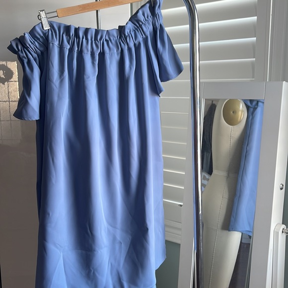 Pleione Denim Blue Off the Shoulder Dress Size L Nordstrom - Picture 6 of 7